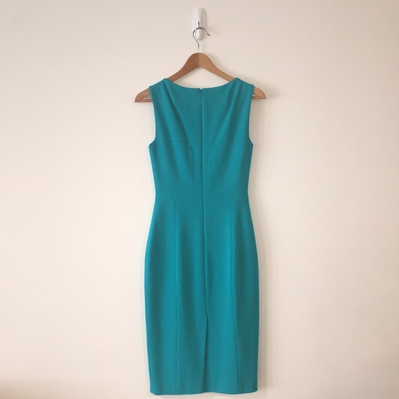 Karen Millen Neon Teal Blue Bodycon Sheath Dress - Picture 3 of 9